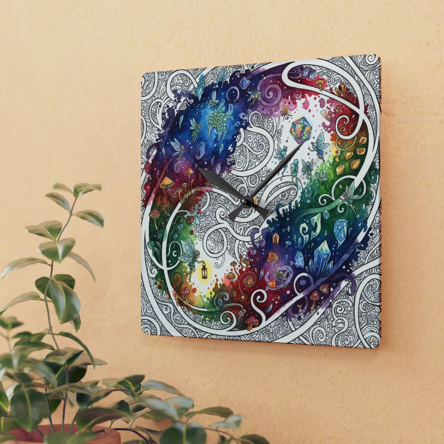 Rainbow Realm of Reverie Acrylic Clock