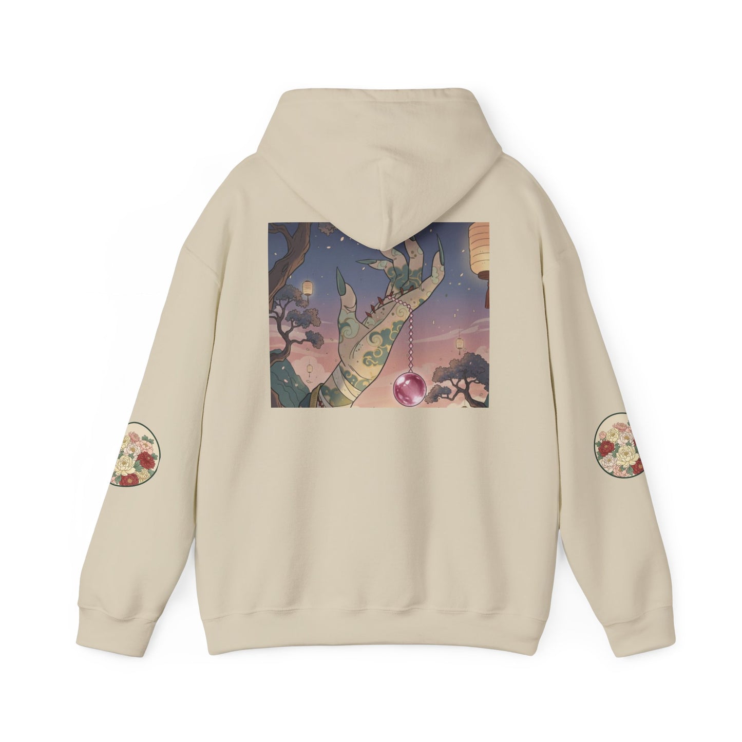 Inugome Hoodie — Floral Ukiyo-e Style Hooded Sweatshirt