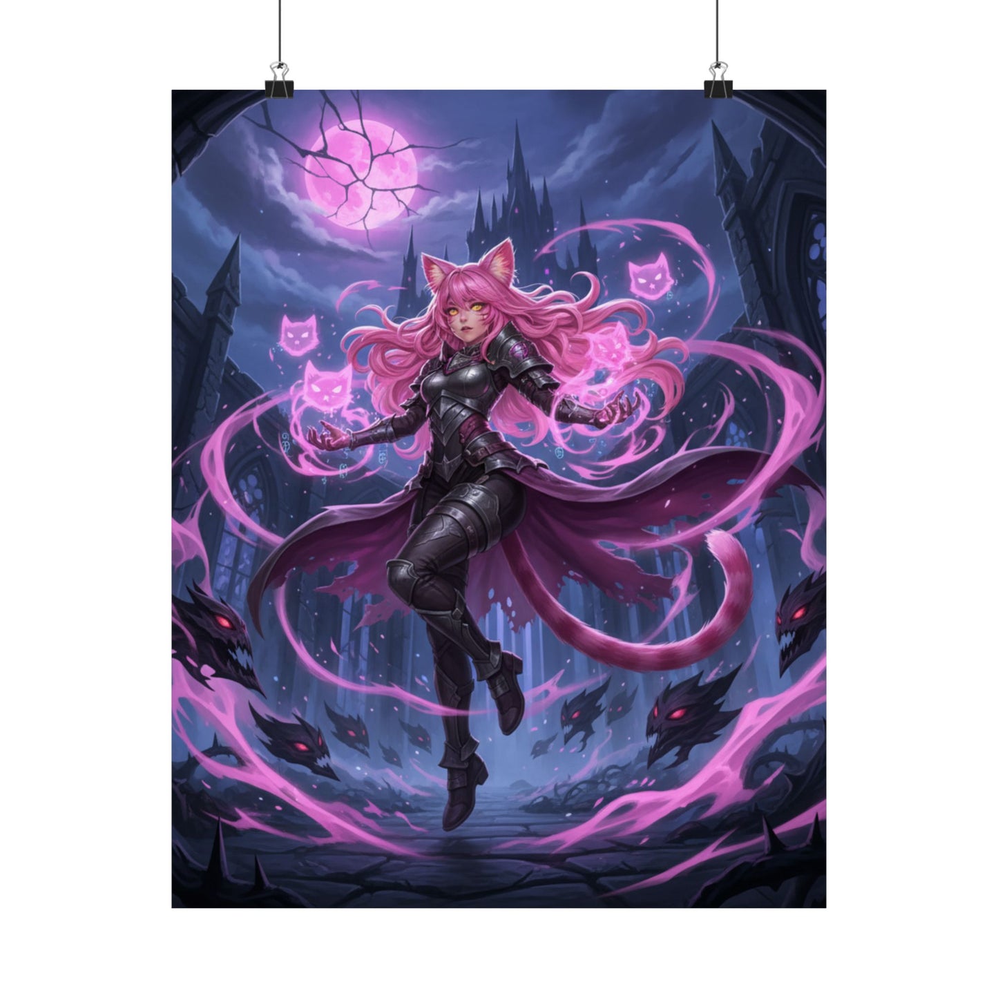 Fantasy Cat Sorceress Matte Poster