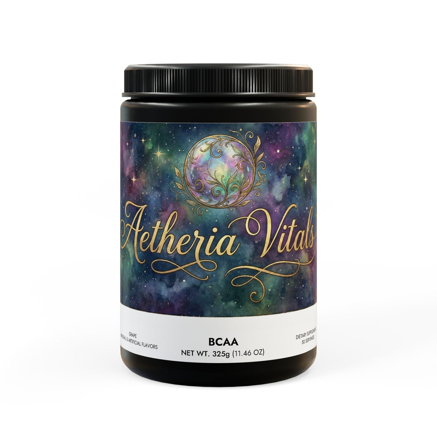 Aetheria Vitals BCAA Supplement, Grape (325g, 11.46oz, 50 servings)