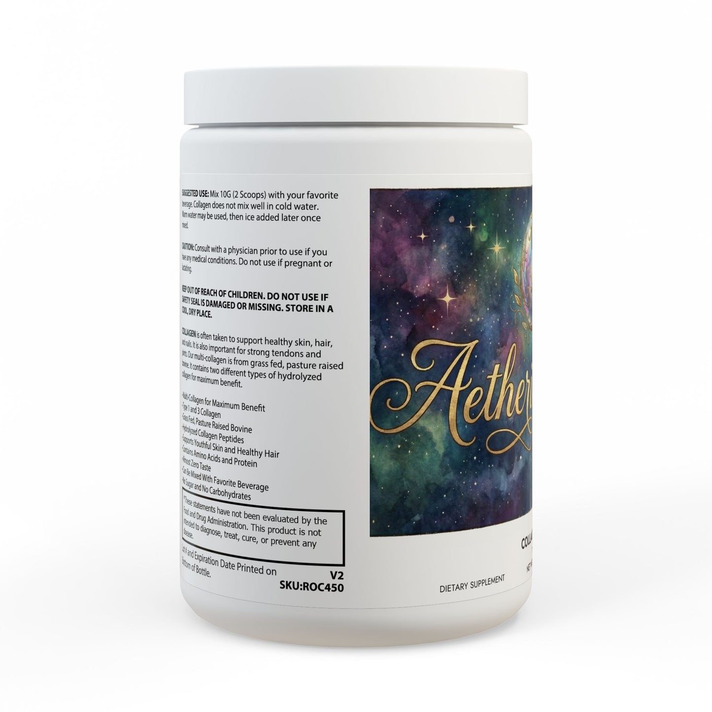 Aetheria Vitals Collagen Peptides Type I & III Supplement (350g, 12.3oz)