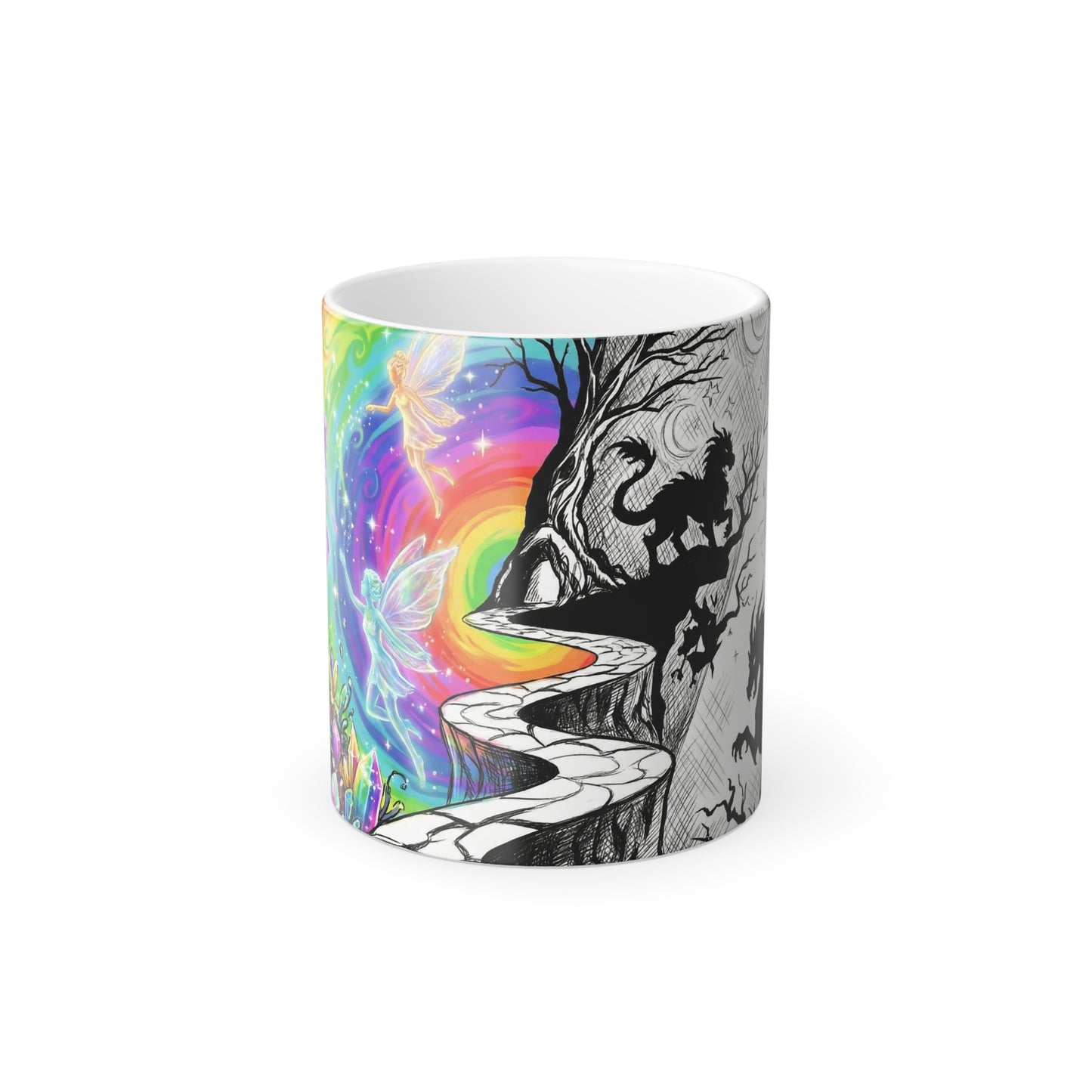 The Black And White Rainbow Color Morphing Mug