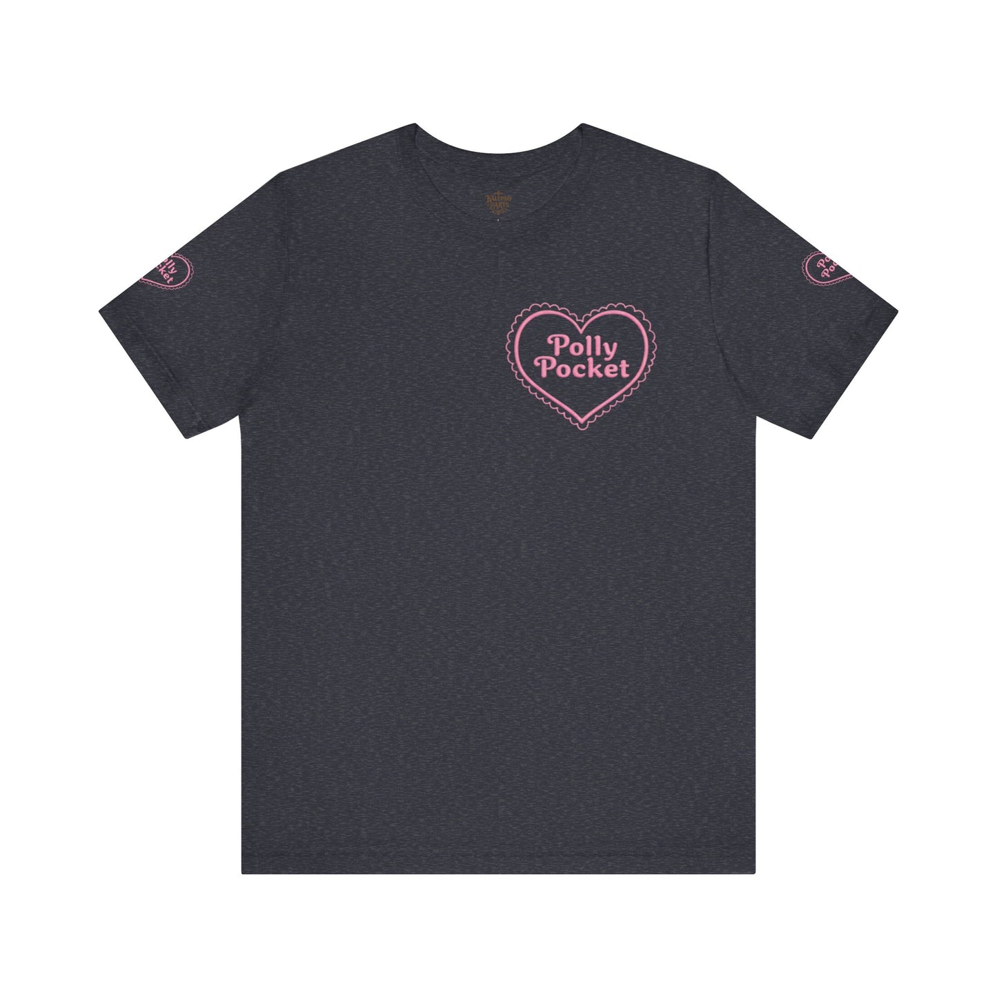 Polly Heart Tee — Pink Retro Logo Short Sleeve Shirt