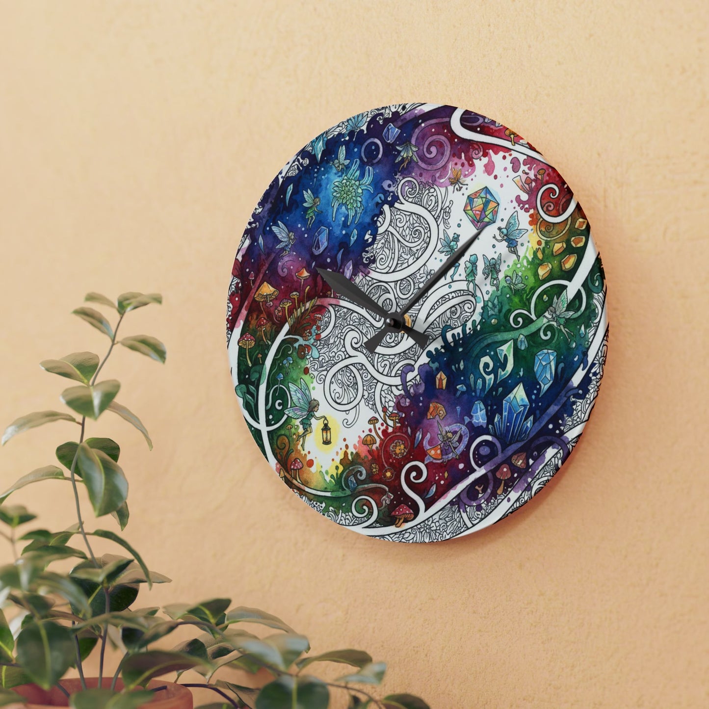 Rainbow Realm of Reverie Acrylic Clock