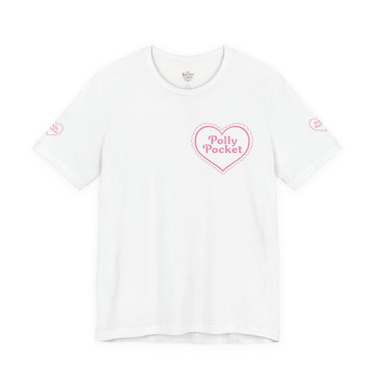 Polly Heart Tee — Pink Retro Logo Short Sleeve Shirt